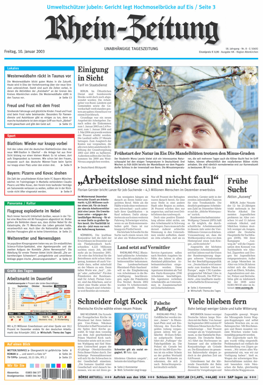 Rhein-Zeitung Kreis Altenkirchen vom Freitag, 10.01.2003