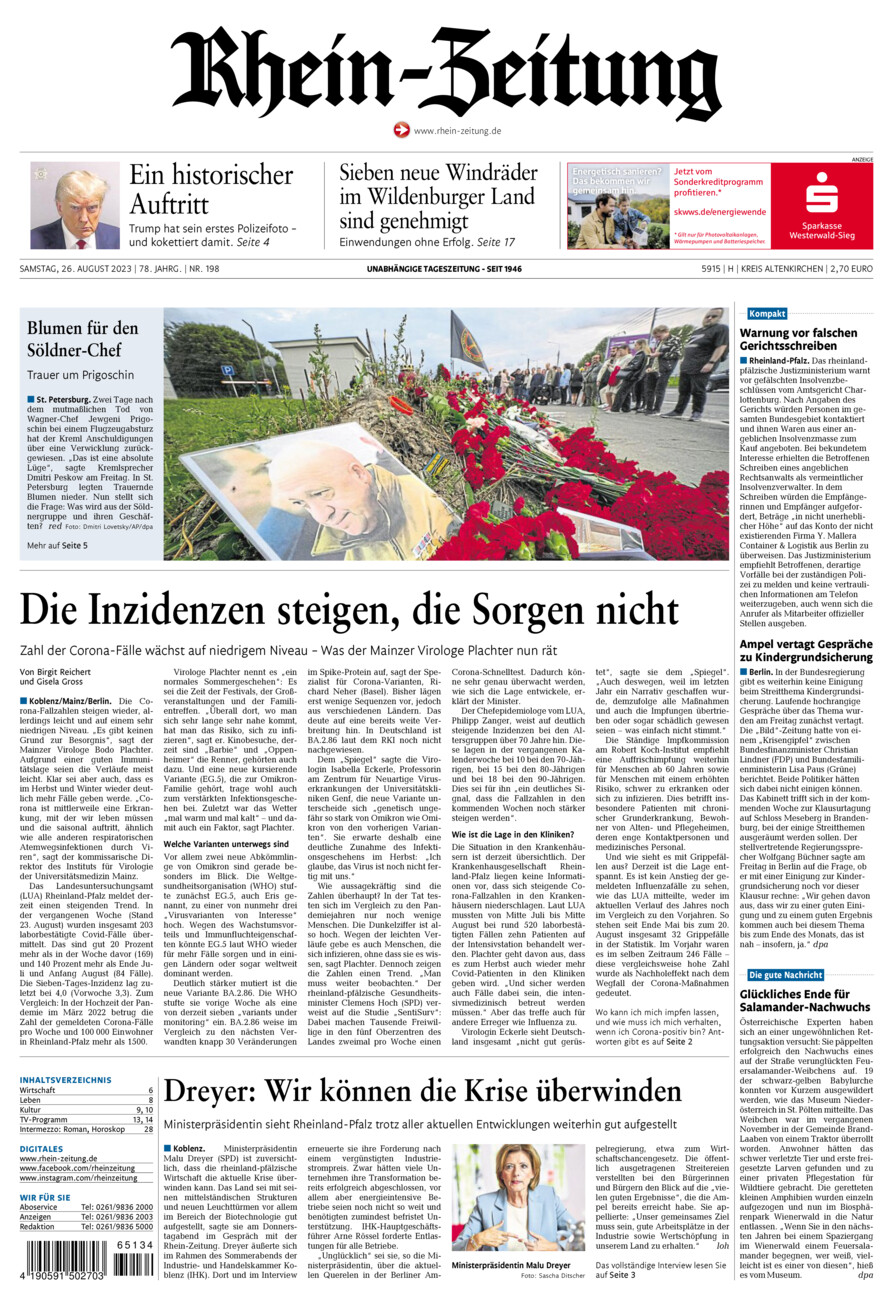 Rhein-Zeitung Kreis Altenkirchen vom Samstag, 26.08.2023