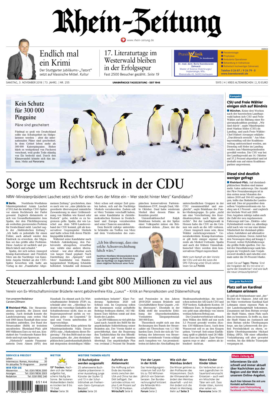 Rhein-Zeitung Kreis Altenkirchen vom Samstag, 03.11.2018