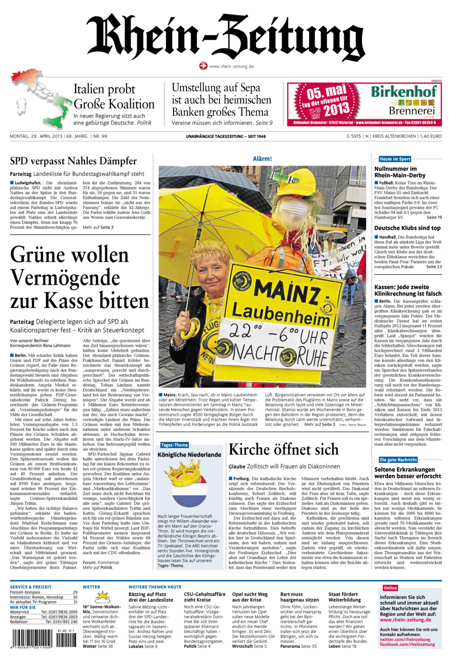 Rhein-Zeitung Kreis Altenkirchen vom Montag, 29.04.2013