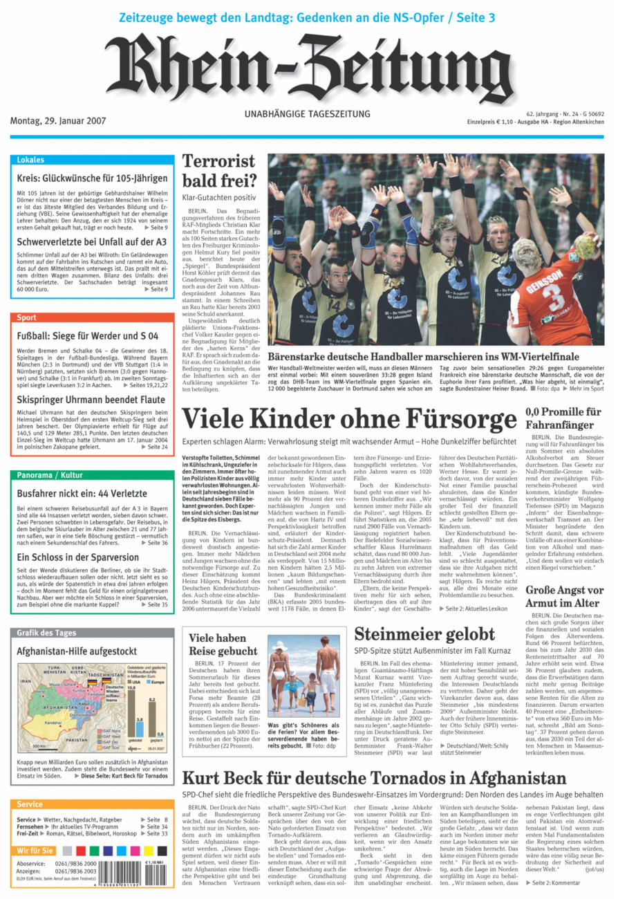 Rhein-Zeitung Kreis Altenkirchen vom Montag, 29.01.2007