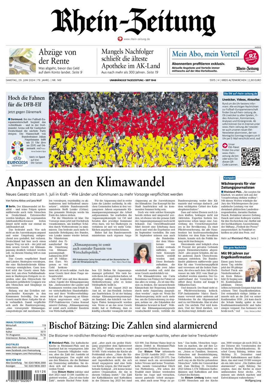 Rhein-Zeitung Kreis Altenkirchen vom Samstag, 29.06.2024