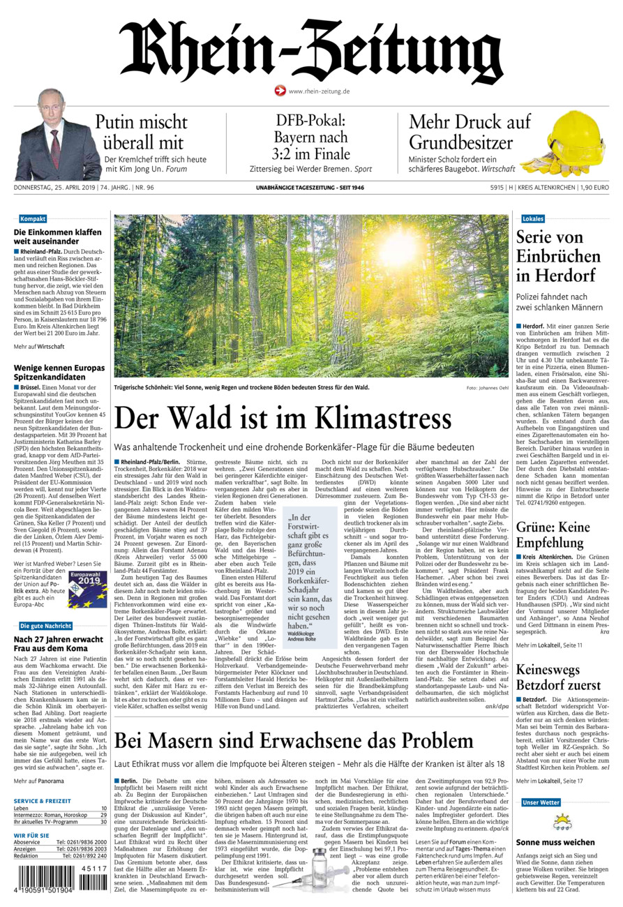 Rhein-Zeitung Kreis Altenkirchen vom Donnerstag, 25.04.2019