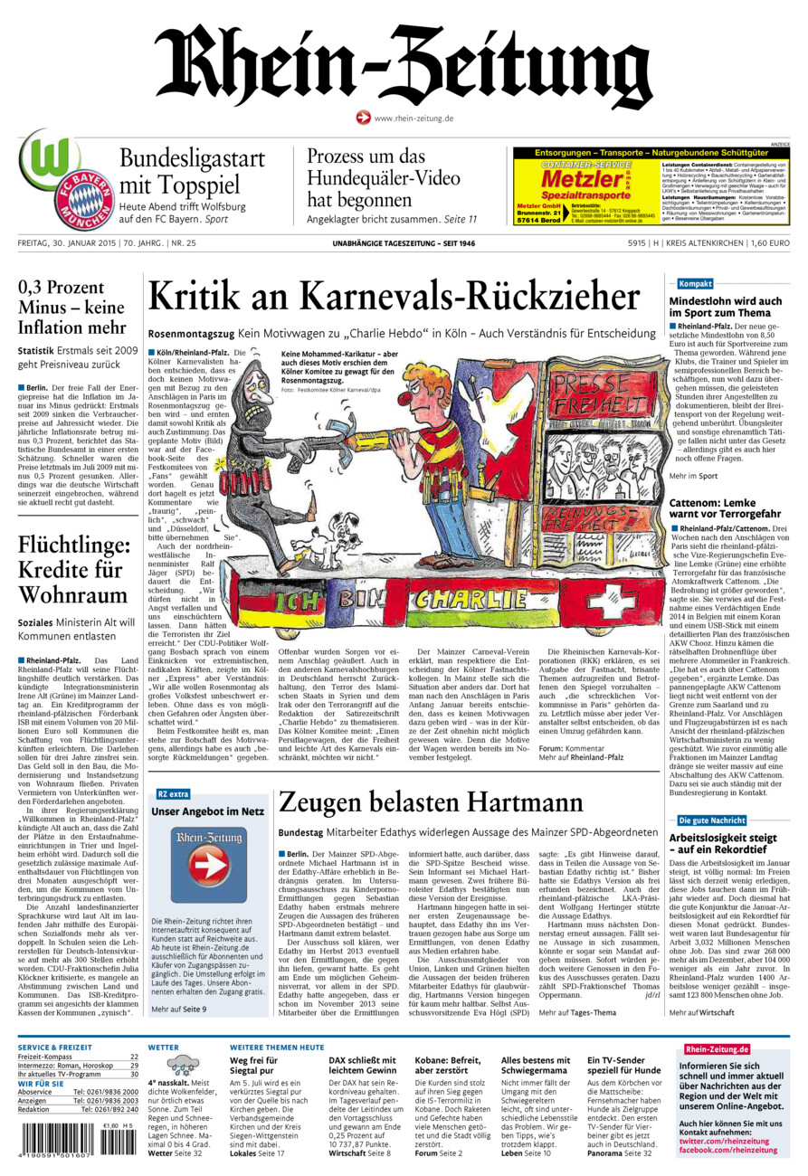 Rhein-Zeitung Kreis Altenkirchen vom Freitag, 30.01.2015