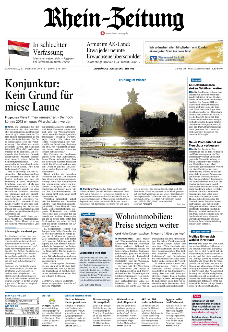 Rhein-Zeitung Kreis Altenkirchen vom Donnerstag, 27.12.2012