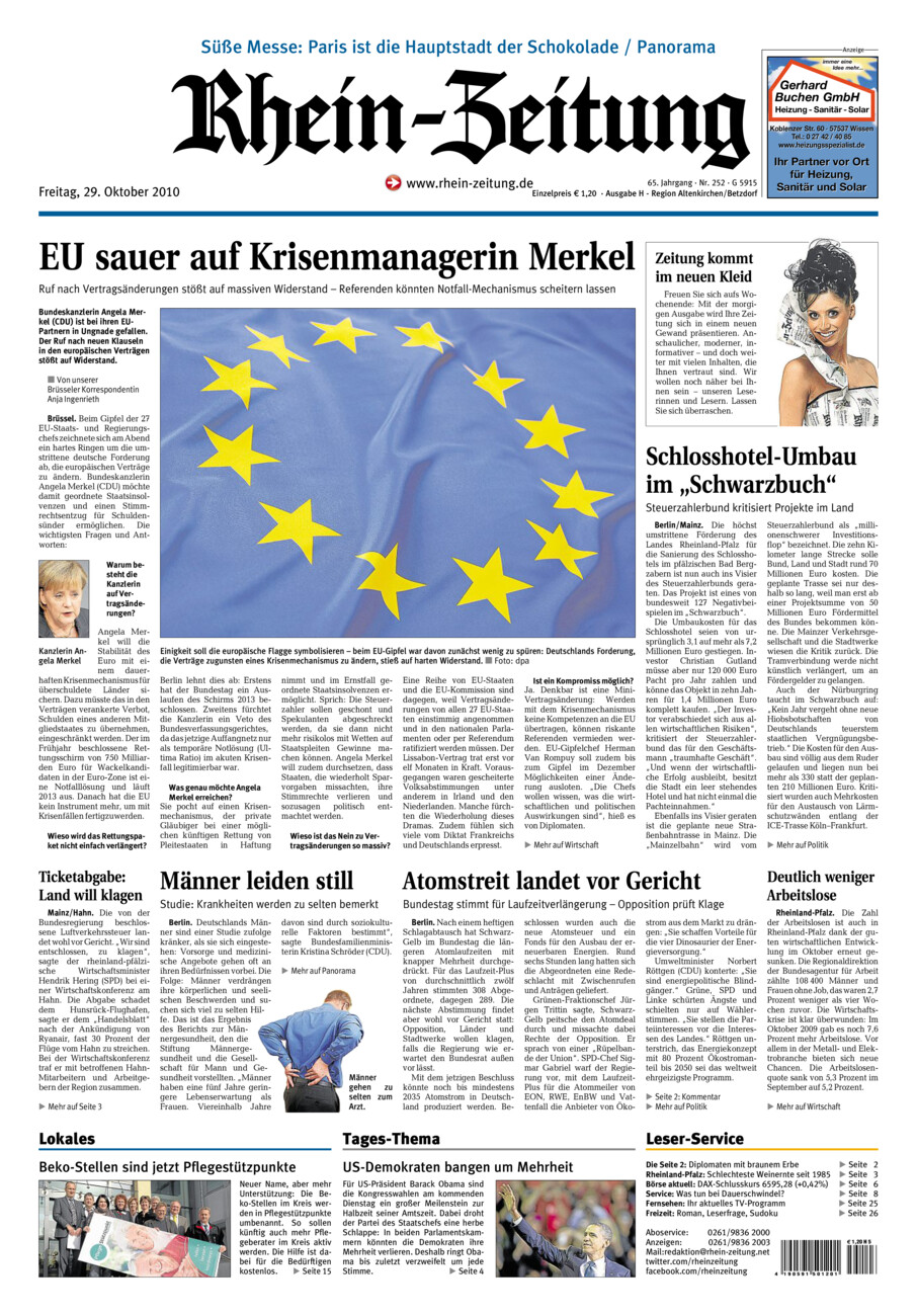 Rhein-Zeitung Kreis Altenkirchen vom Freitag, 29.10.2010