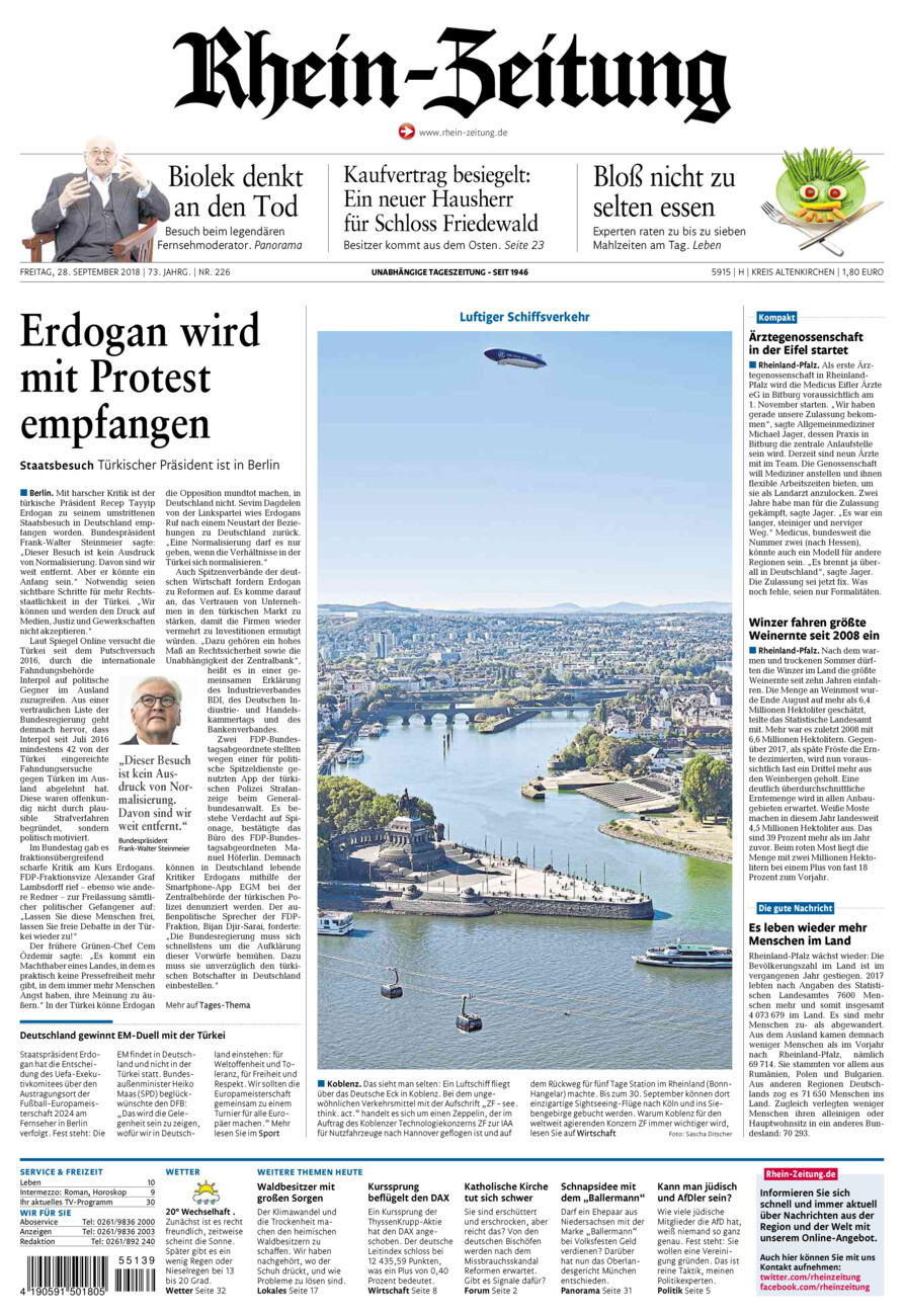 Rhein-Zeitung Kreis Altenkirchen vom Freitag, 28.09.2018