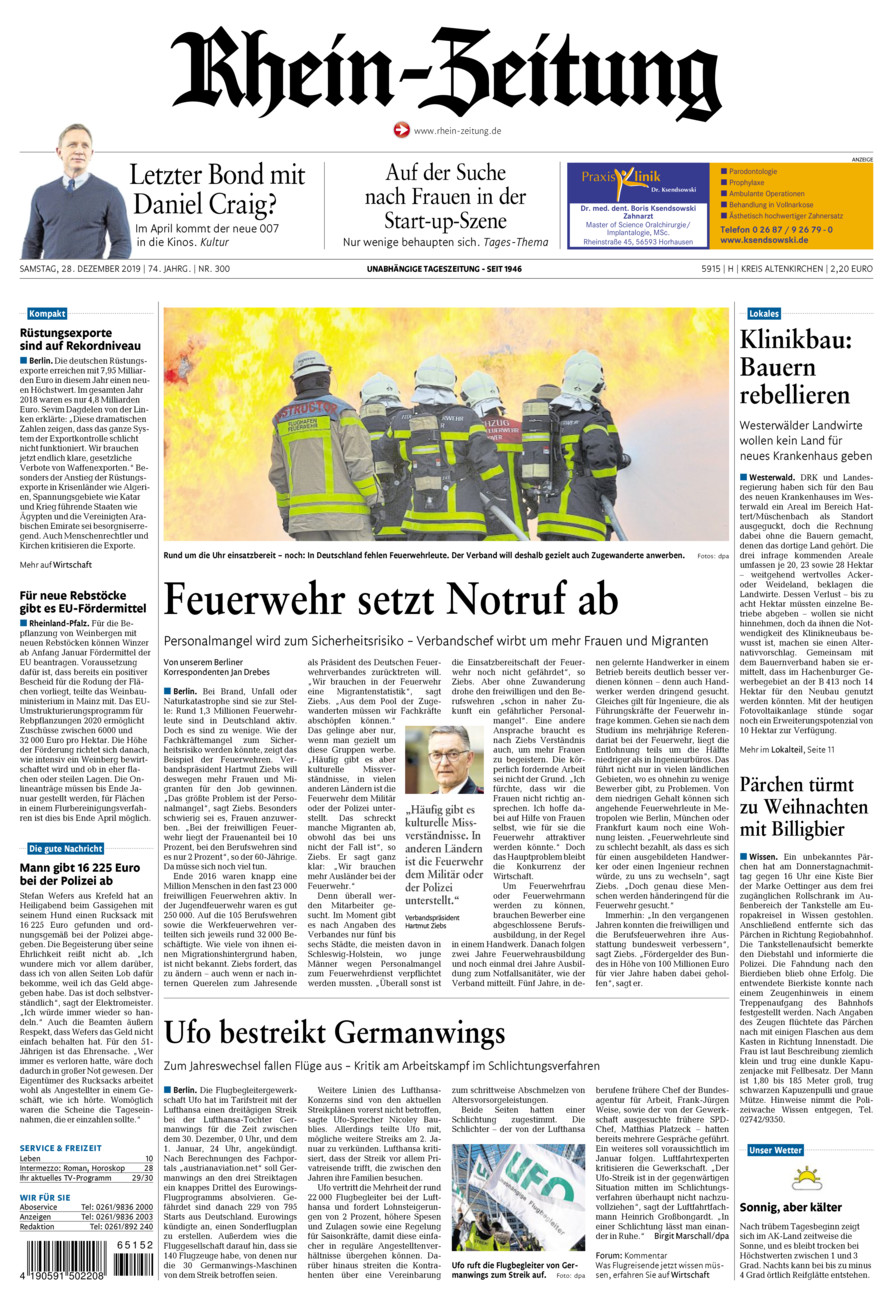 Rhein-Zeitung Kreis Altenkirchen vom Samstag, 28.12.2019