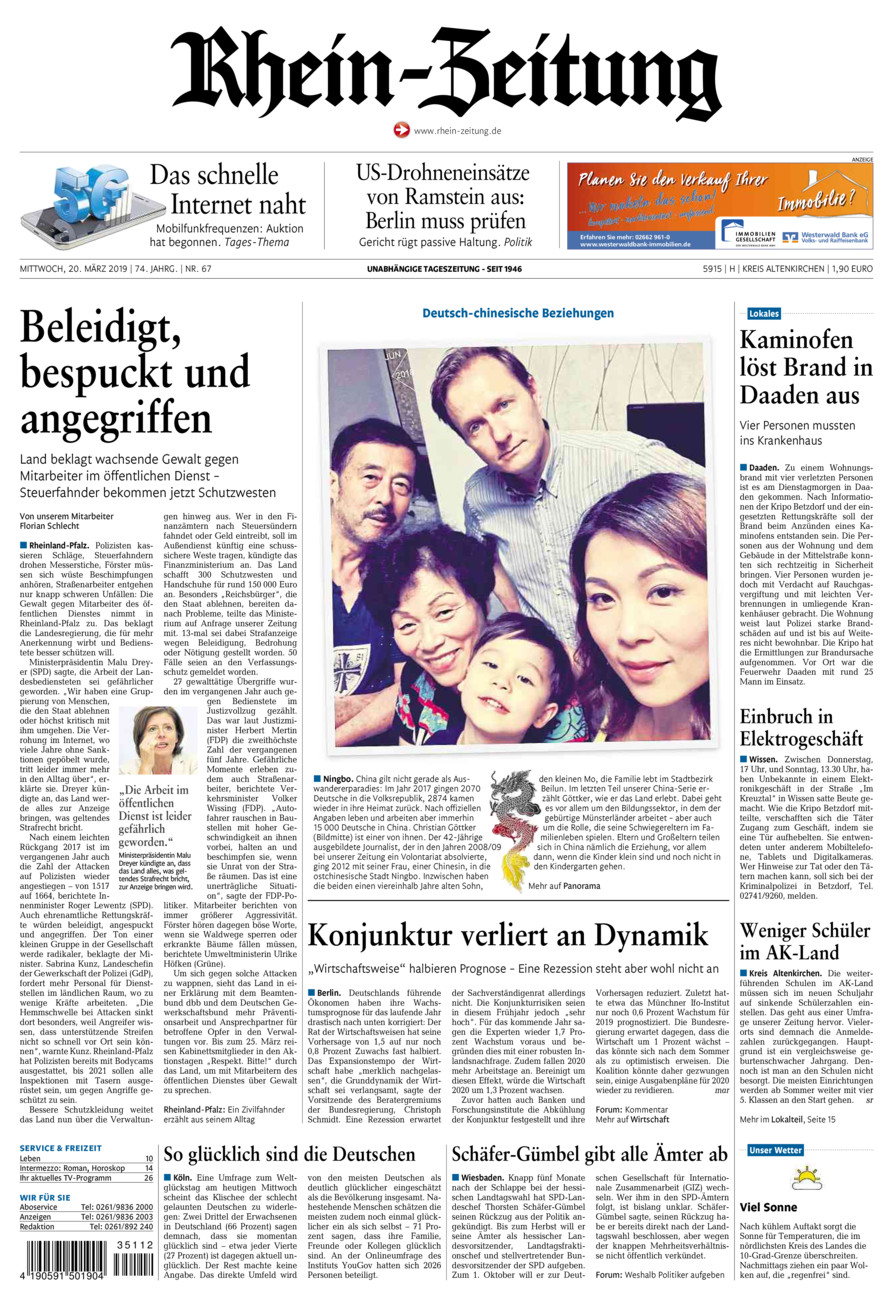 Rhein-Zeitung Kreis Altenkirchen vom Mittwoch, 20.03.2019