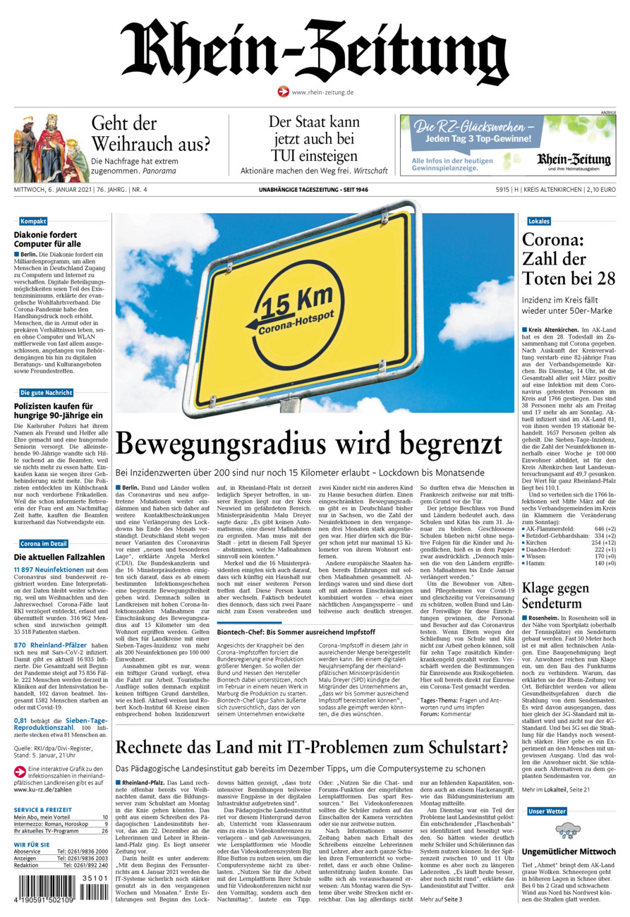 Rhein-Zeitung Kreis Altenkirchen vom Mittwoch, 06.01.2021