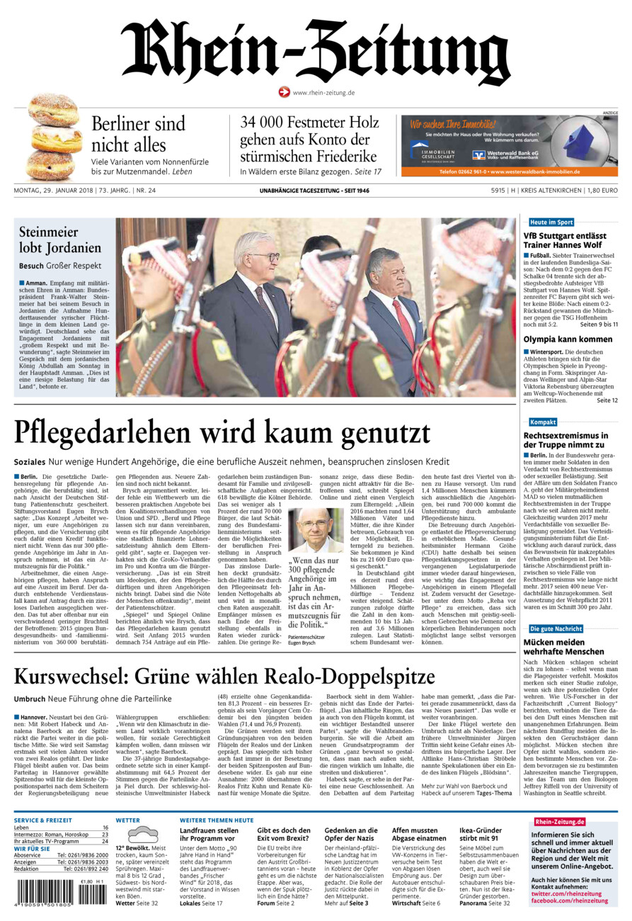 Rhein-Zeitung Kreis Altenkirchen vom Montag, 29.01.2018