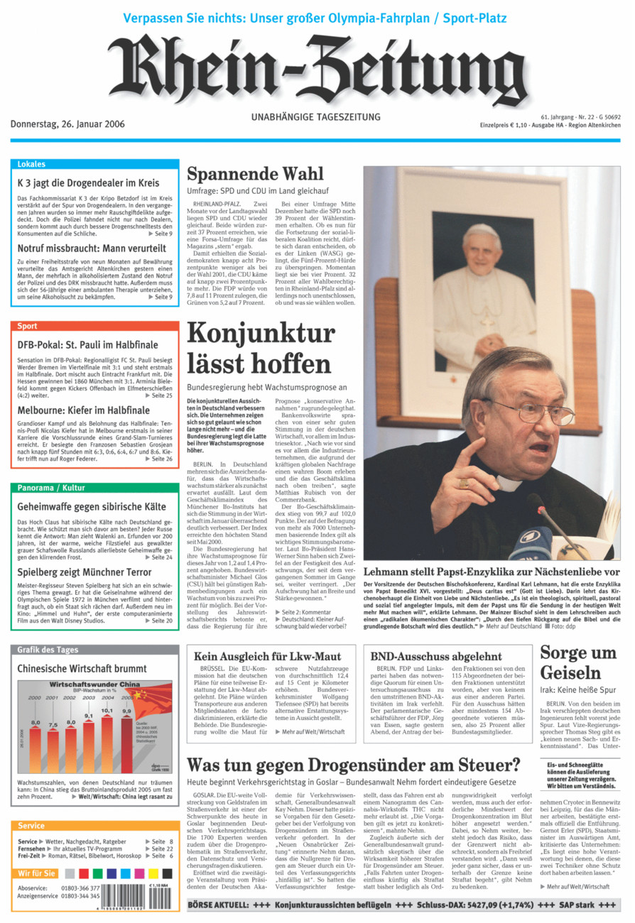 Rhein-Zeitung Kreis Altenkirchen vom Donnerstag, 26.01.2006