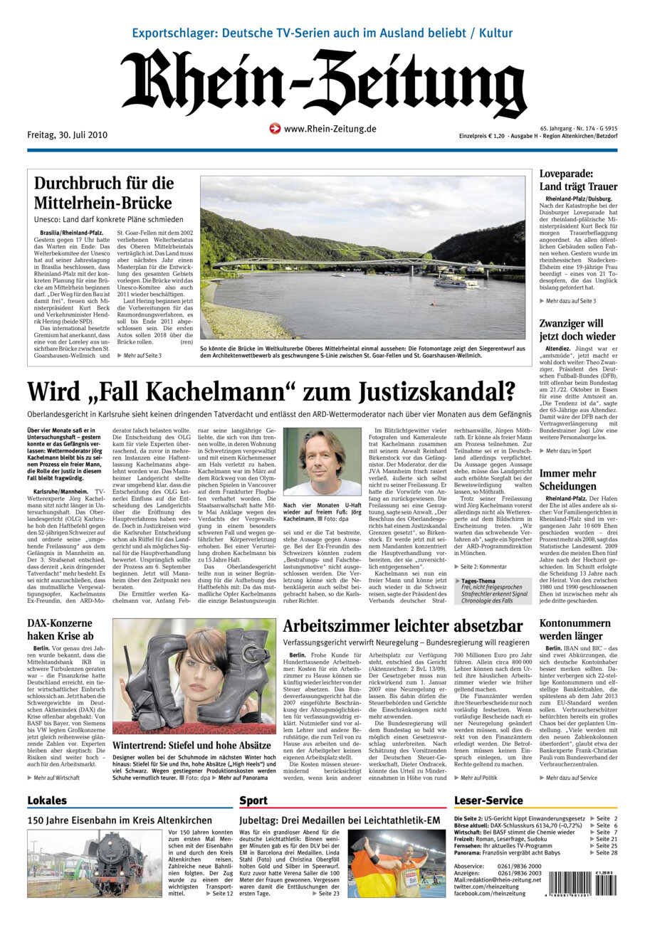 Rhein-Zeitung Kreis Altenkirchen vom Freitag, 30.07.2010