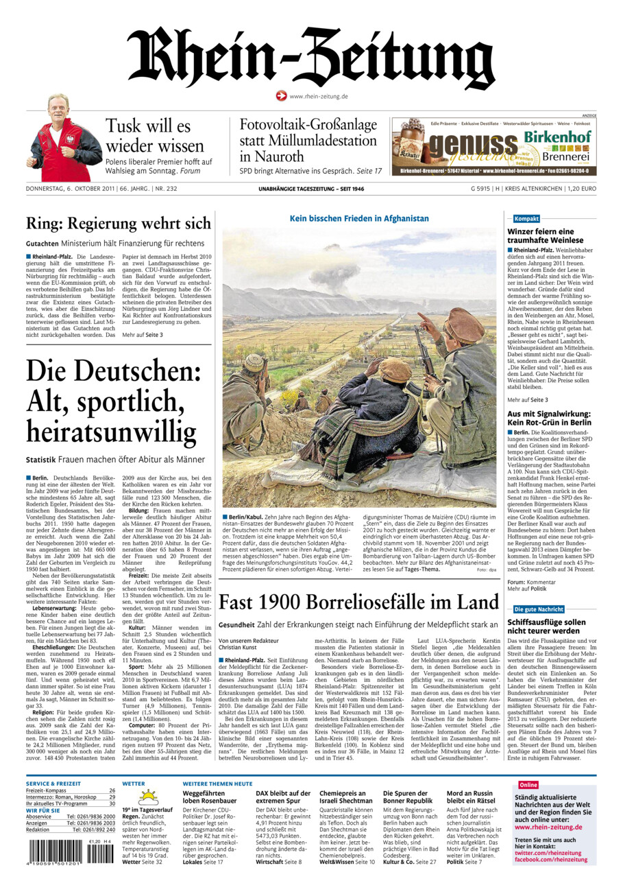 Rhein-Zeitung Kreis Altenkirchen vom Donnerstag, 06.10.2011