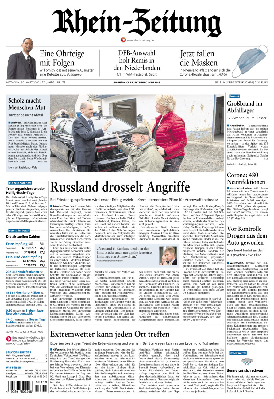 Rhein-Zeitung Kreis Altenkirchen vom Mittwoch, 30.03.2022