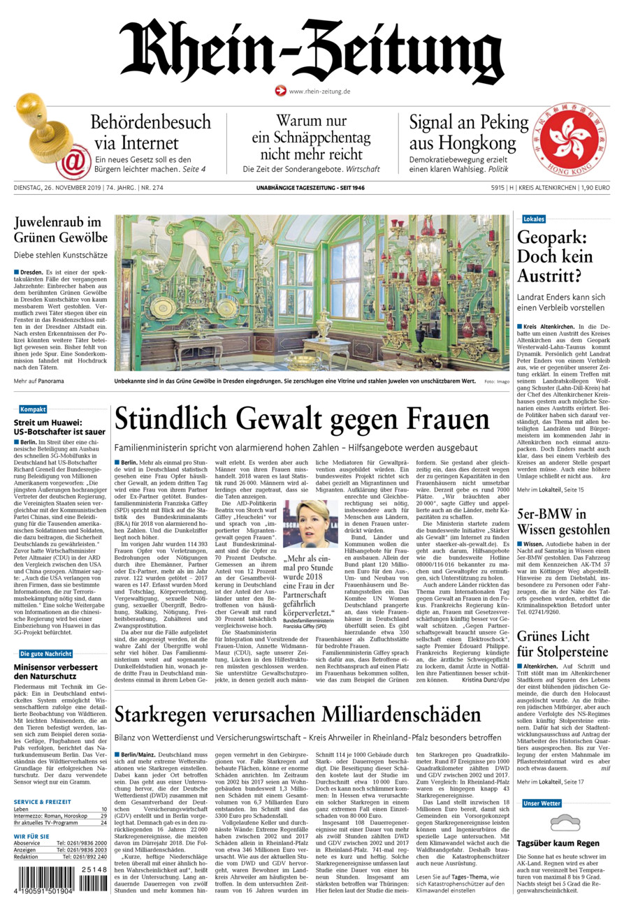 Rhein-Zeitung Kreis Altenkirchen vom Dienstag, 26.11.2019
