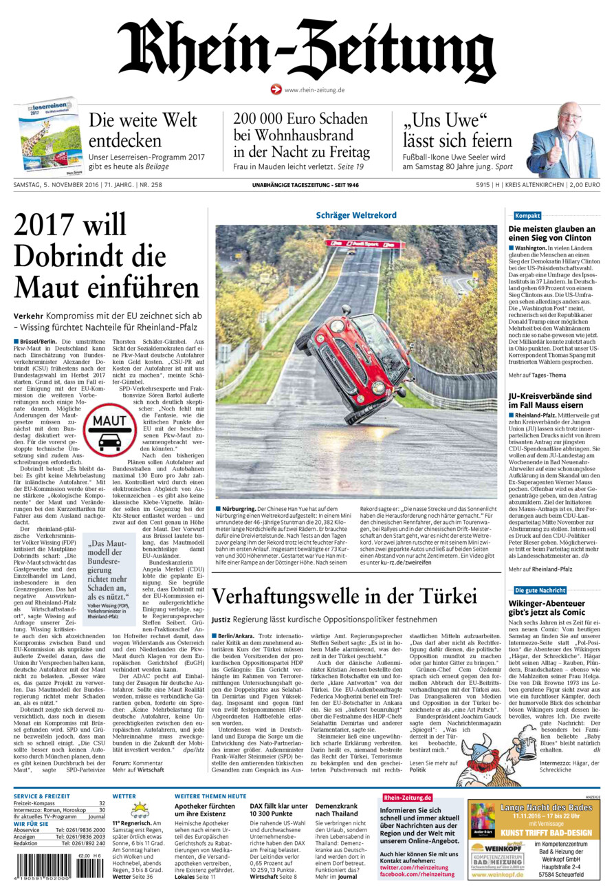 Rhein-Zeitung Kreis Altenkirchen vom Samstag, 05.11.2016