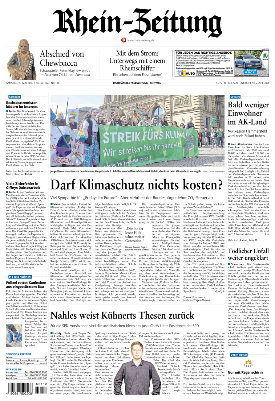 Rhein-Zeitung Kreis Altenkirchen vom Samstag, 04.05.2019