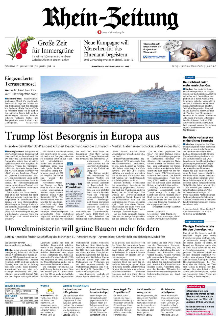 Rhein-Zeitung Kreis Altenkirchen vom Dienstag, 17.01.2017