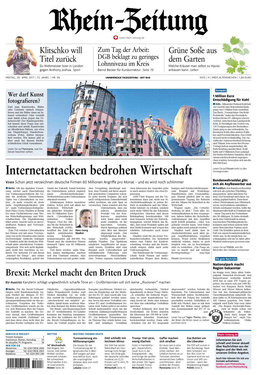 Rhein-Zeitung Kreis Altenkirchen vom Freitag, 28.04.2017