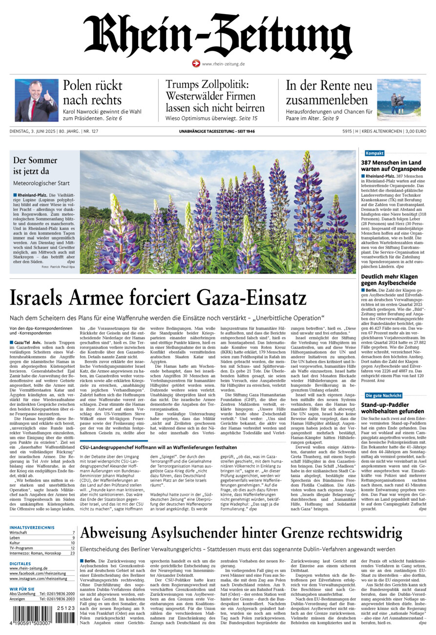 Rhein-Zeitung Kreis Altenkirchen vom Dienstag, 03.06.2025