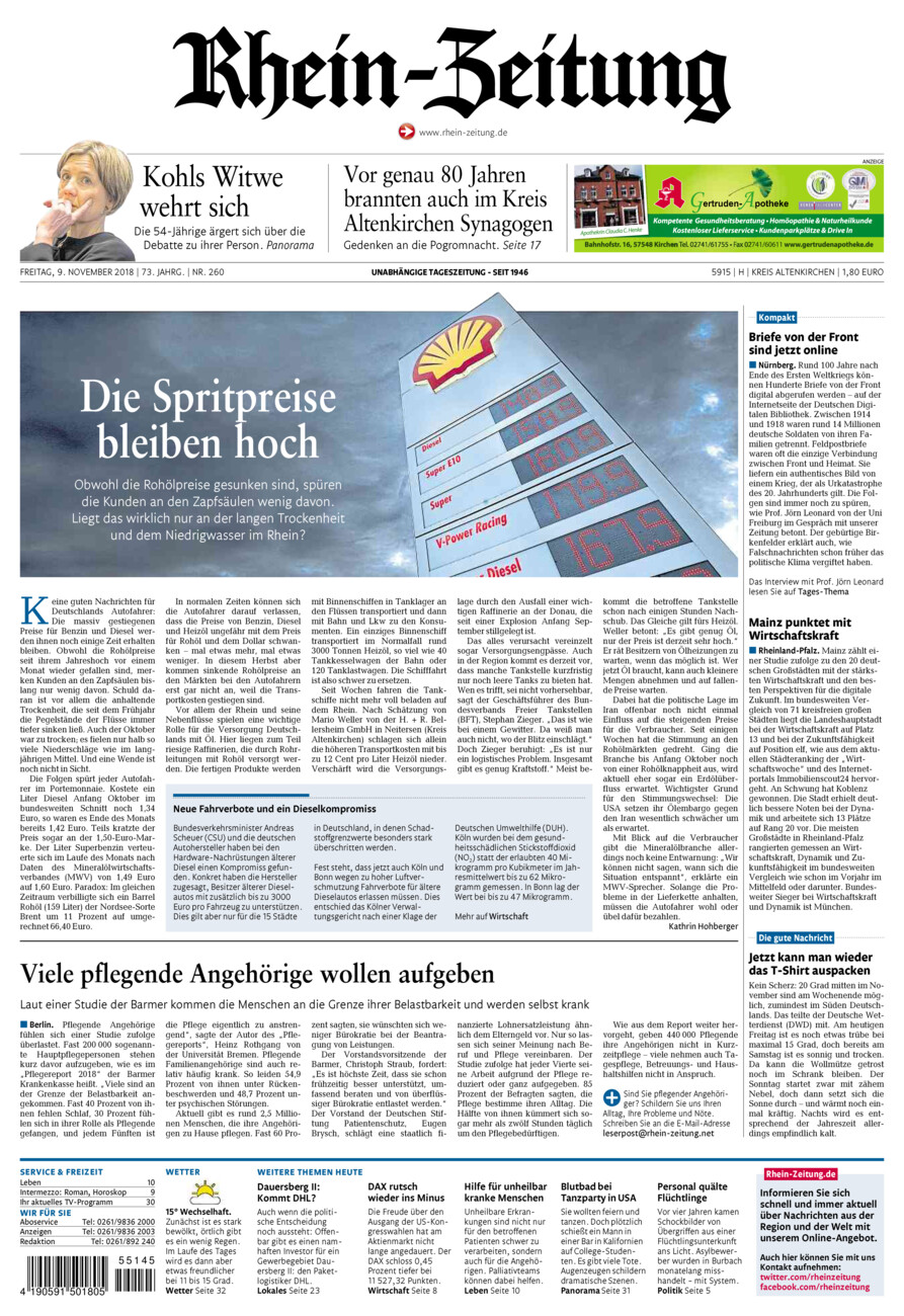 Rhein-Zeitung Kreis Altenkirchen vom Freitag, 09.11.2018