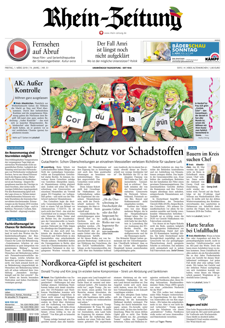 Rhein-Zeitung Kreis Altenkirchen vom Freitag, 01.03.2019