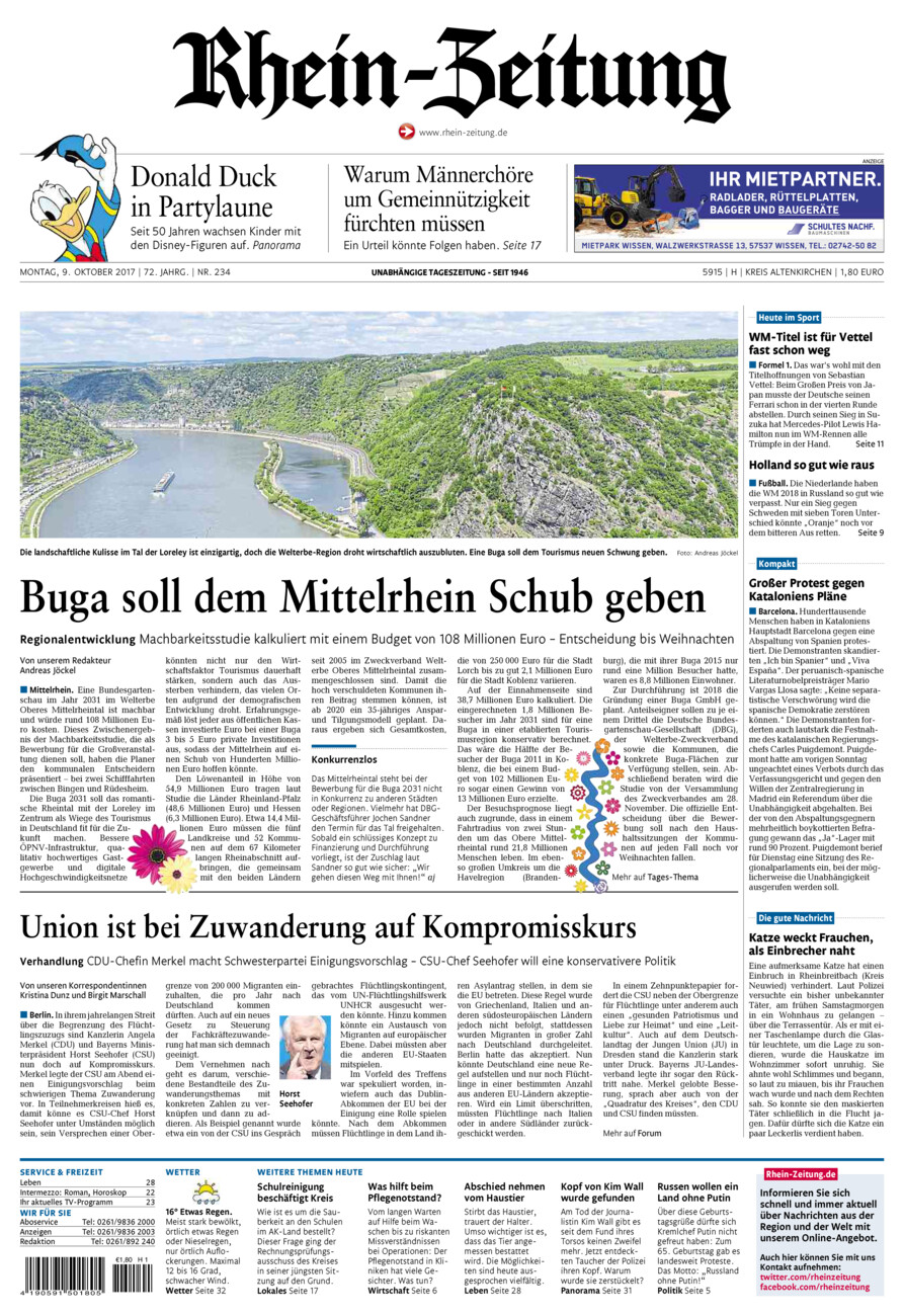 Rhein-Zeitung Kreis Altenkirchen vom Montag, 09.10.2017