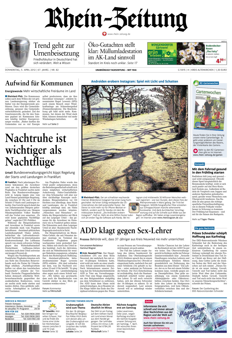 Rhein-Zeitung Kreis Altenkirchen vom Donnerstag, 05.04.2012
