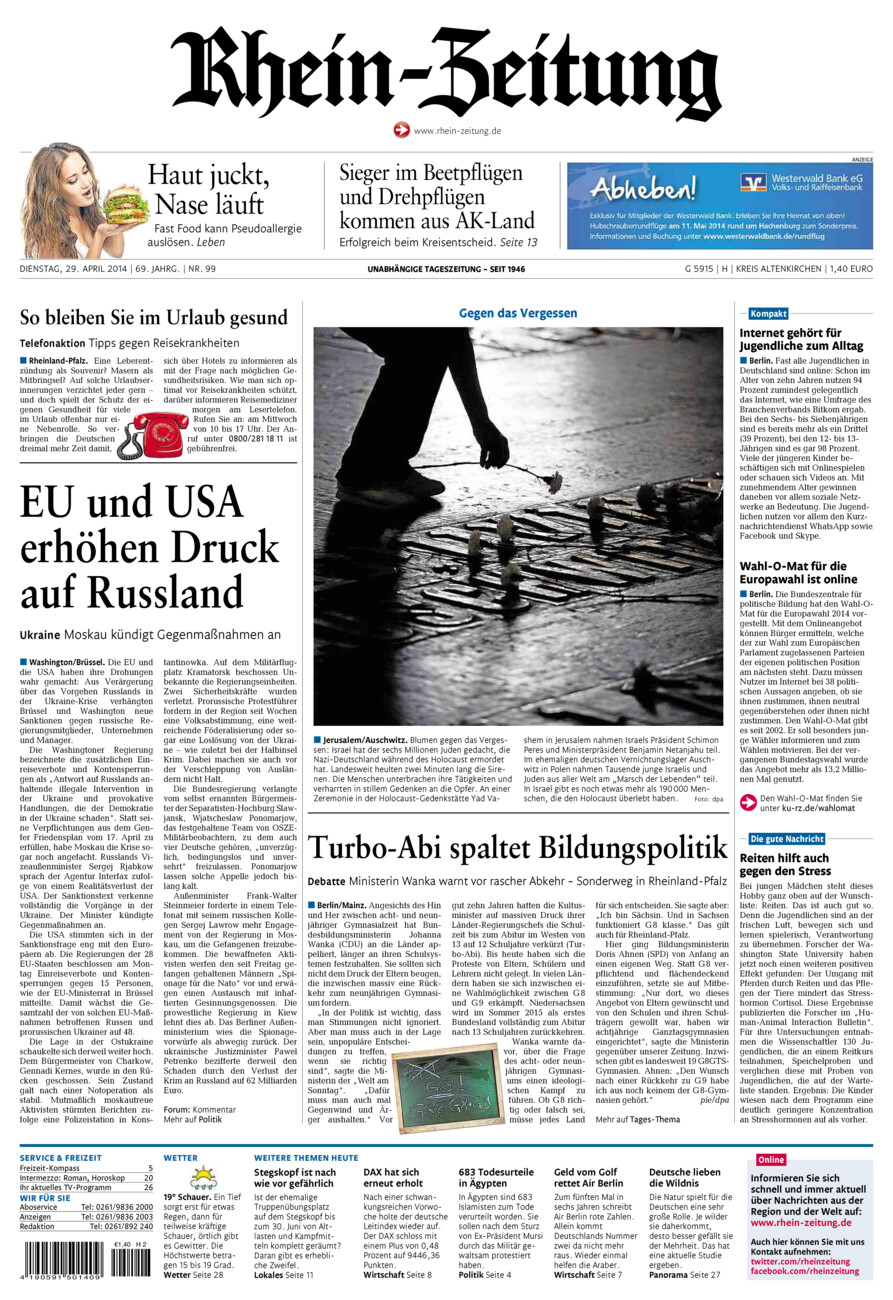 Rhein-Zeitung Kreis Altenkirchen vom Dienstag, 29.04.2014