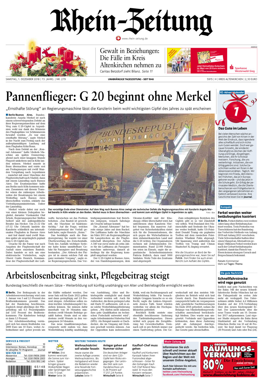 Rhein-Zeitung Kreis Altenkirchen vom Samstag, 01.12.2018