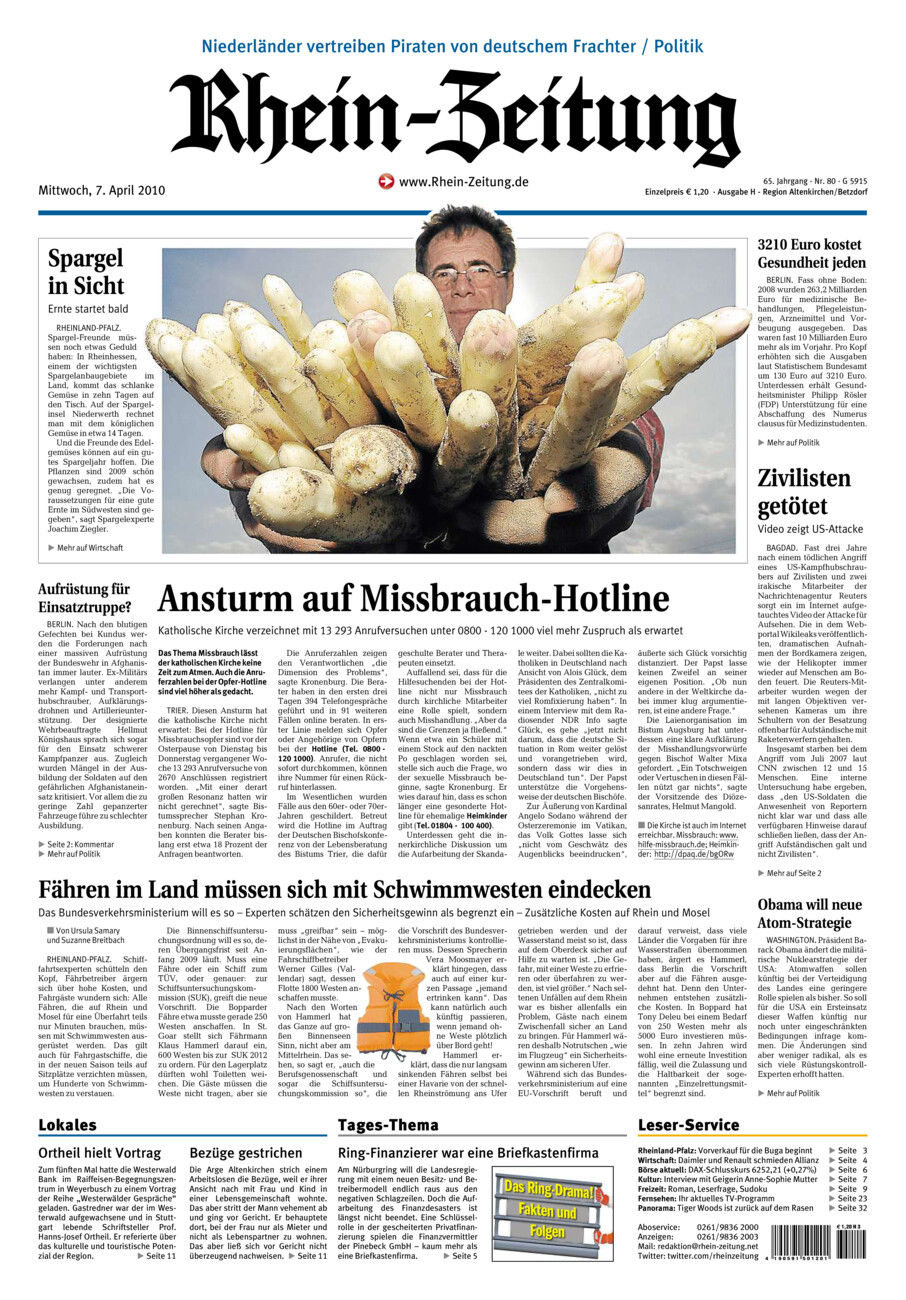 Rhein-Zeitung Kreis Altenkirchen vom Mittwoch, 07.04.2010