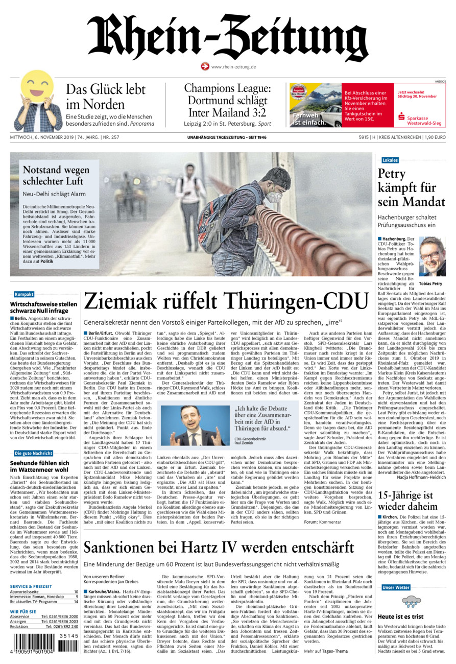 Rhein-Zeitung Kreis Altenkirchen vom Mittwoch, 06.11.2019