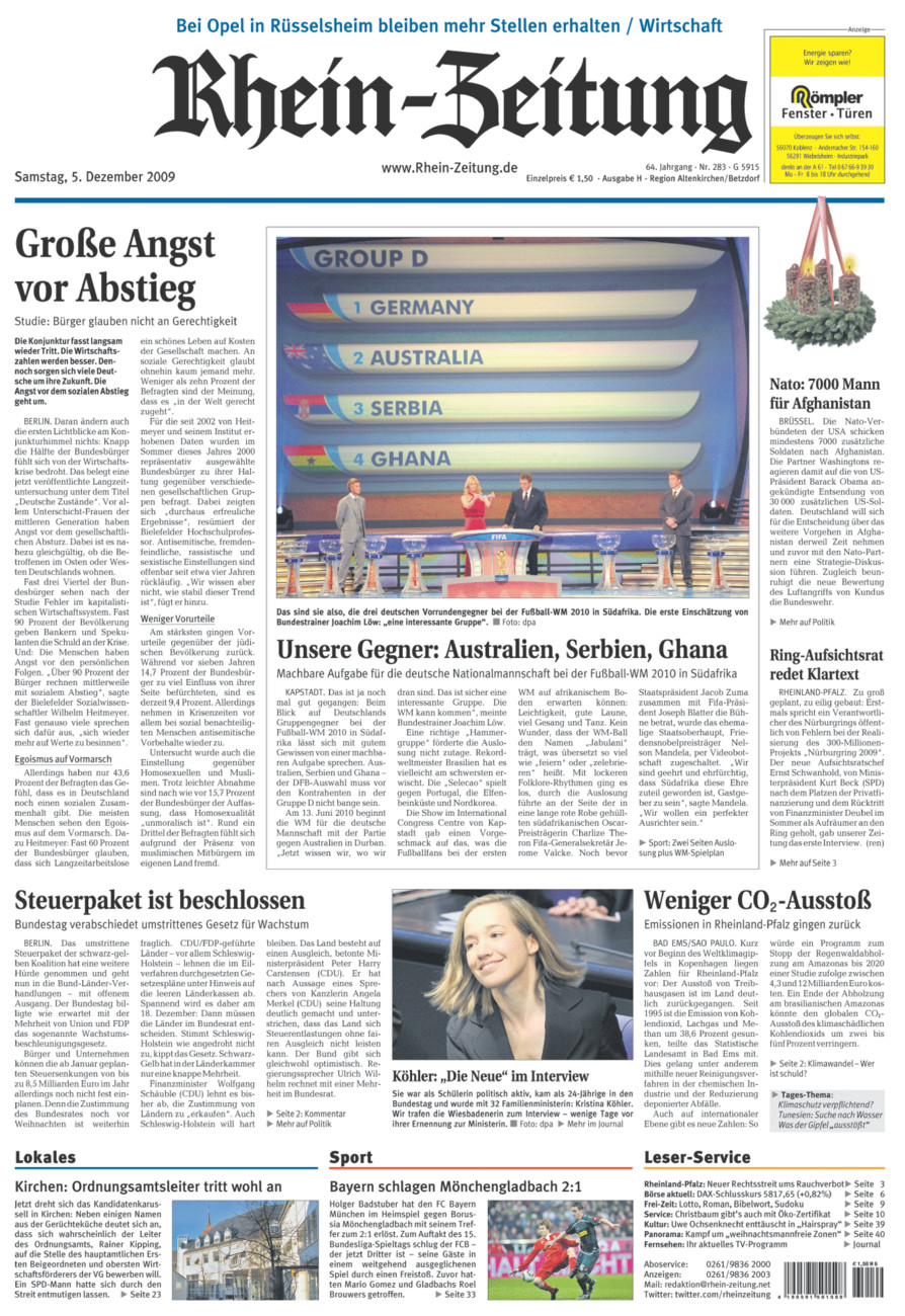 Rhein-Zeitung Kreis Altenkirchen vom Samstag, 05.12.2009