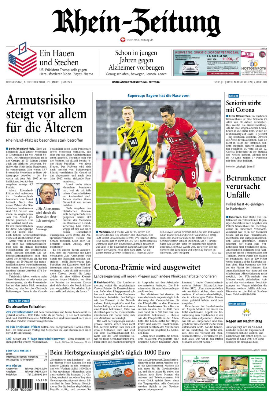 Rhein-Zeitung Kreis Altenkirchen vom Donnerstag, 01.10.2020