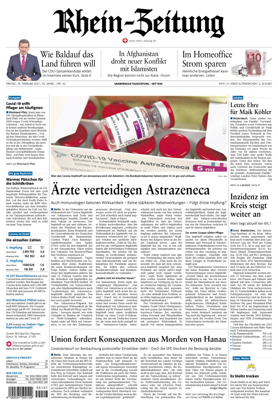 Rhein-Zeitung Kreis Altenkirchen vom Freitag, 19.02.2021