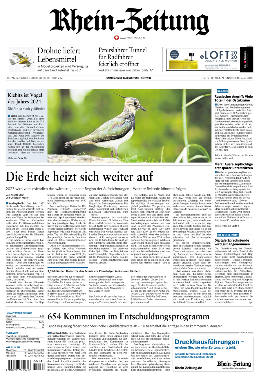 Rhein-Zeitung Kreis Altenkirchen vom Freitag, 06.10.2023