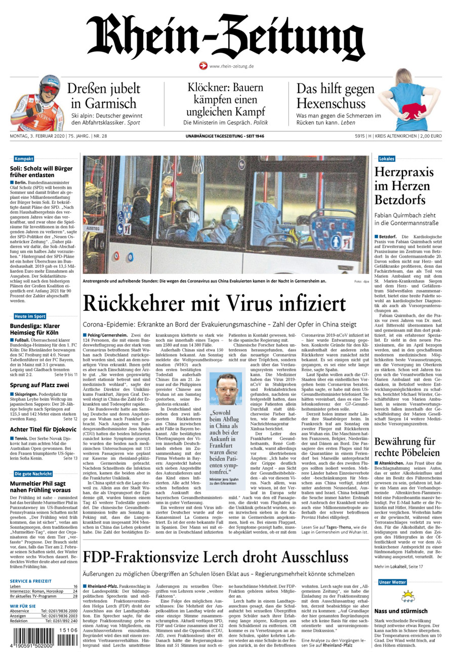 Rhein-Zeitung Kreis Altenkirchen vom Montag, 03.02.2020