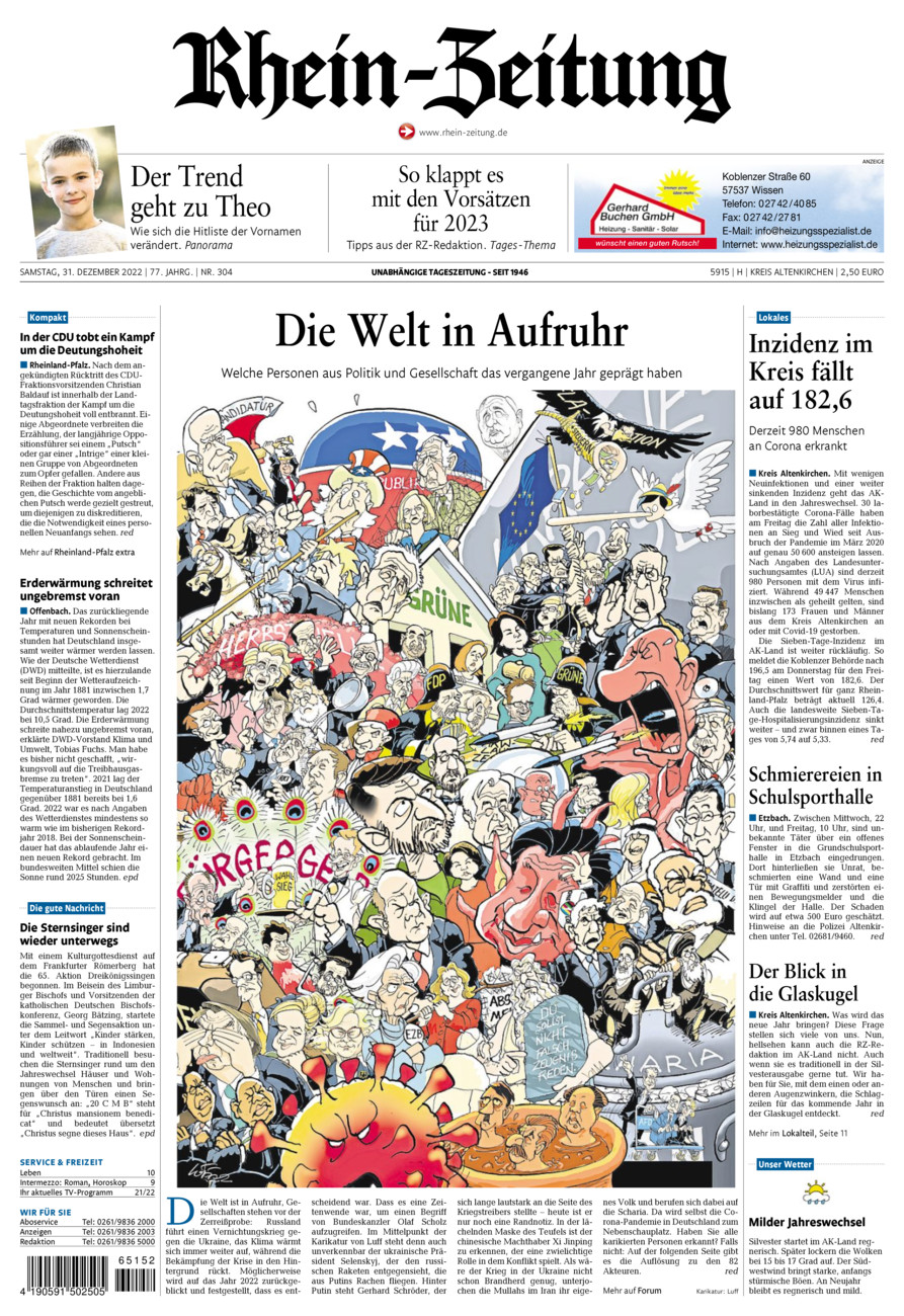 Rhein-Zeitung Kreis Altenkirchen vom Samstag, 31.12.2022