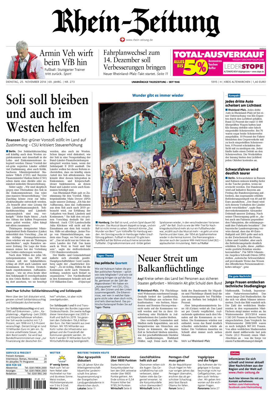 Rhein-Zeitung Kreis Altenkirchen vom Dienstag, 25.11.2014