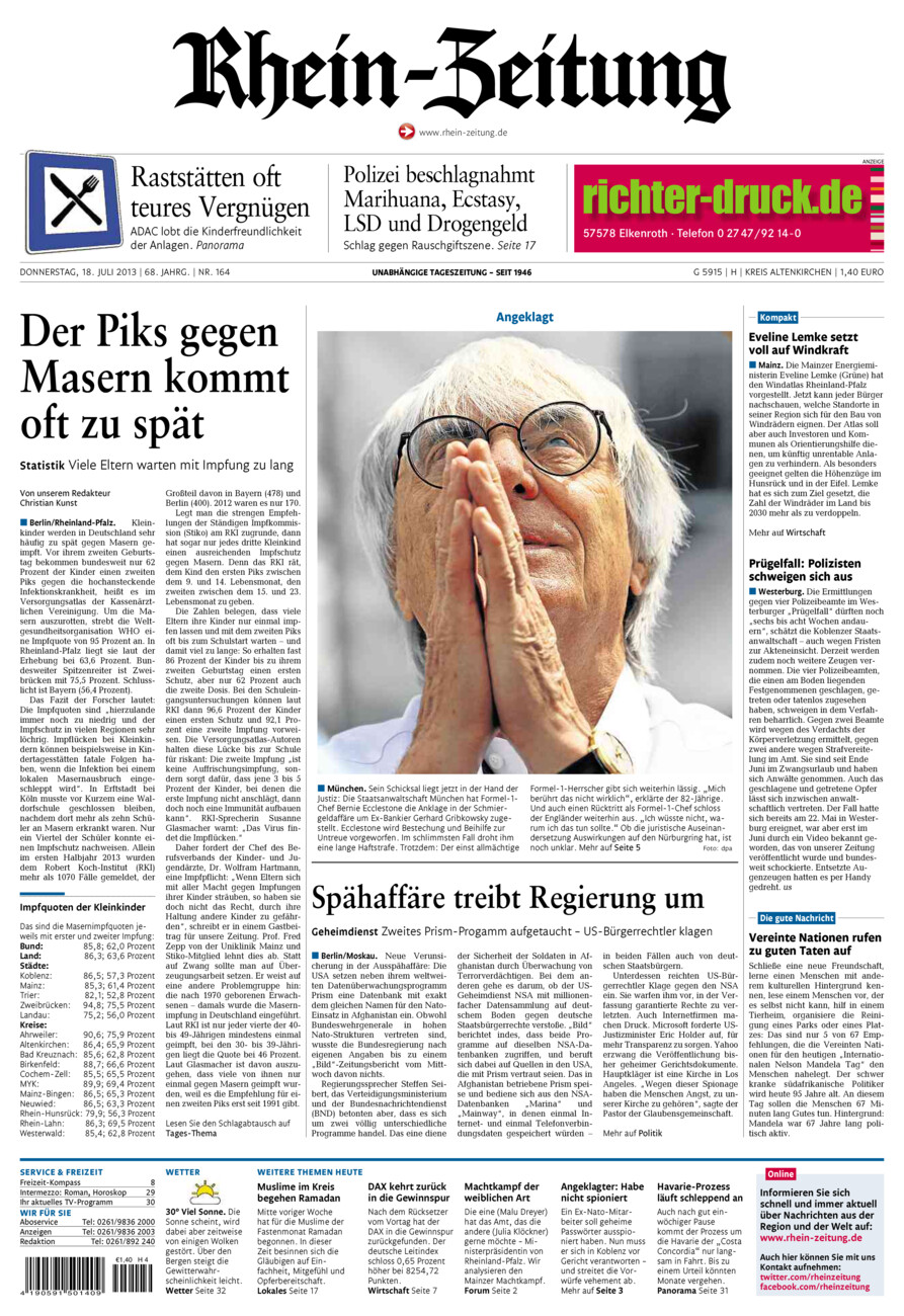 Rhein-Zeitung Kreis Altenkirchen vom Donnerstag, 18.07.2013