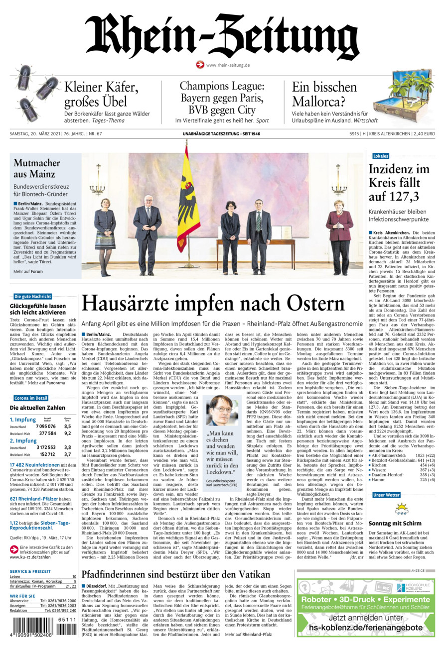 Rhein-Zeitung Kreis Altenkirchen vom Samstag, 20.03.2021