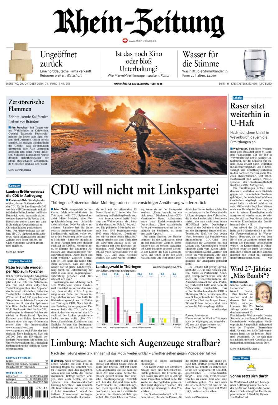 Rhein-Zeitung Kreis Altenkirchen vom Dienstag, 29.10.2019