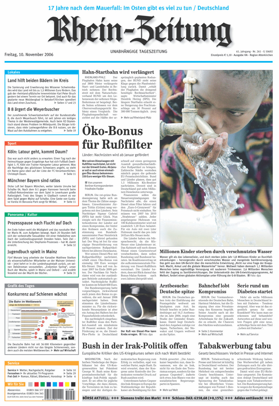 Rhein-Zeitung Kreis Altenkirchen vom Freitag, 10.11.2006