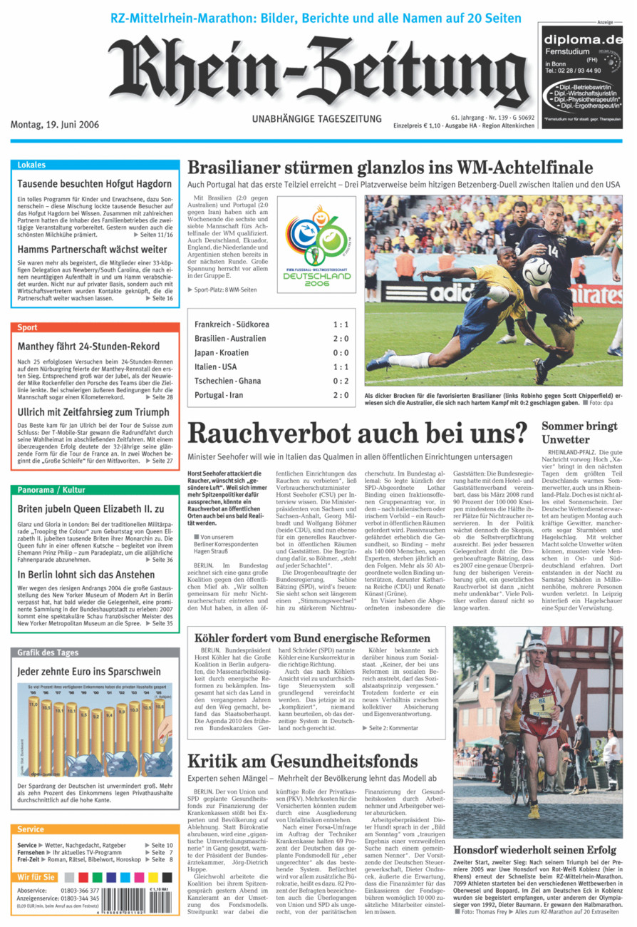 Rhein-Zeitung Kreis Altenkirchen vom Montag, 19.06.2006