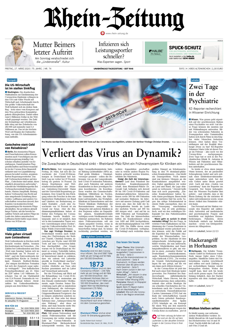 Rhein-Zeitung Kreis Altenkirchen vom Freitag, 27.03.2020