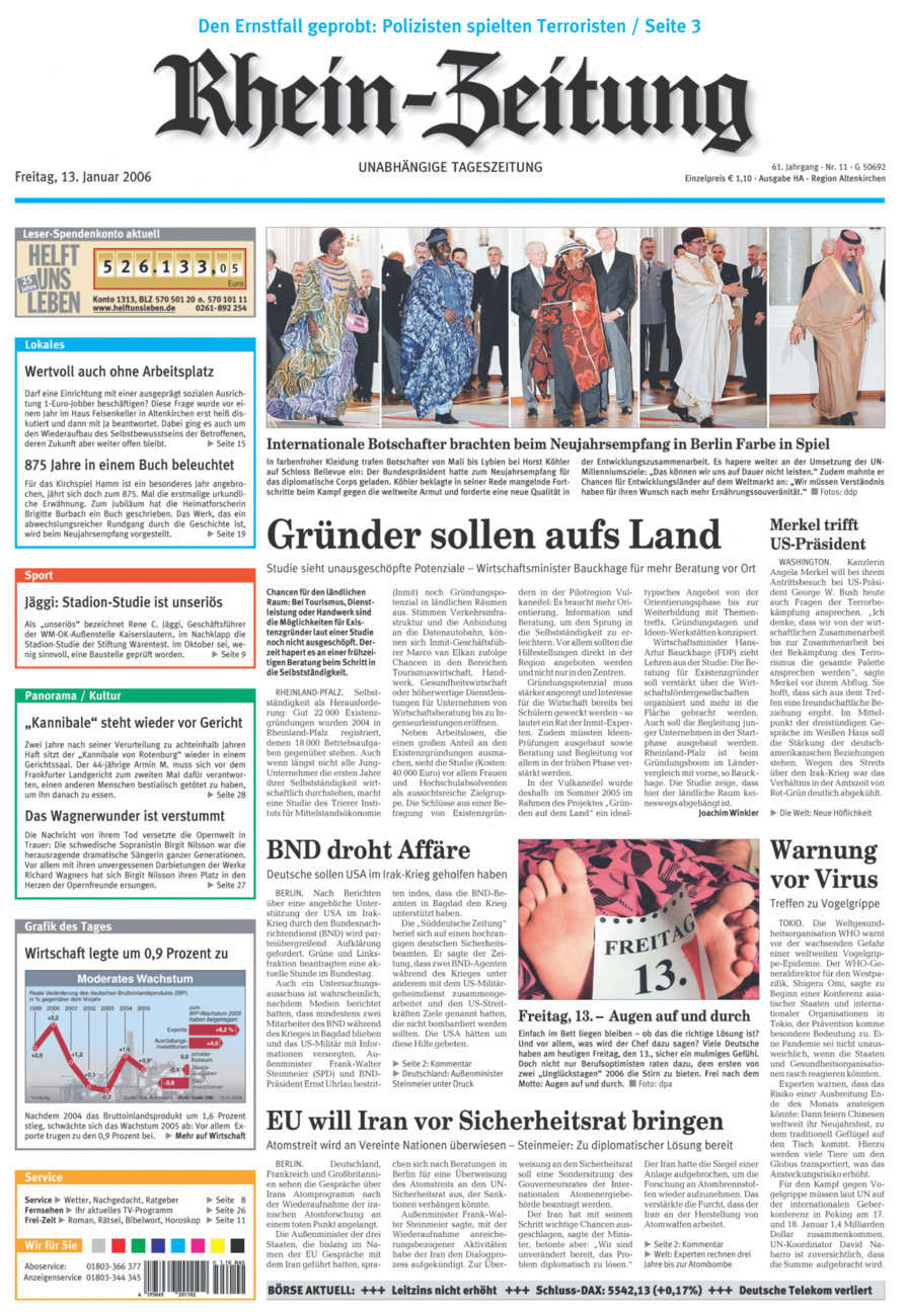 Rhein-Zeitung Kreis Altenkirchen vom Freitag, 13.01.2006