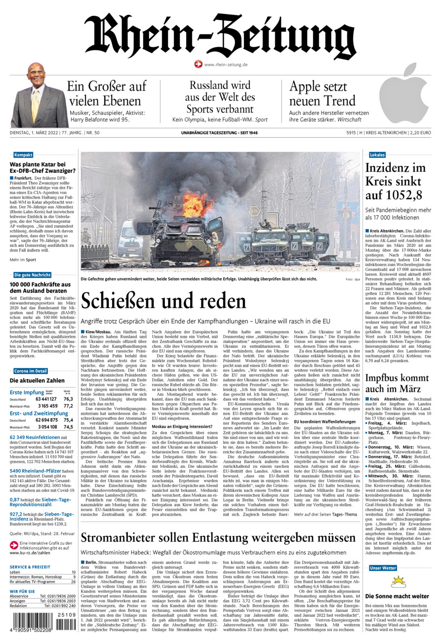Rhein-Zeitung Kreis Altenkirchen vom Dienstag, 01.03.2022