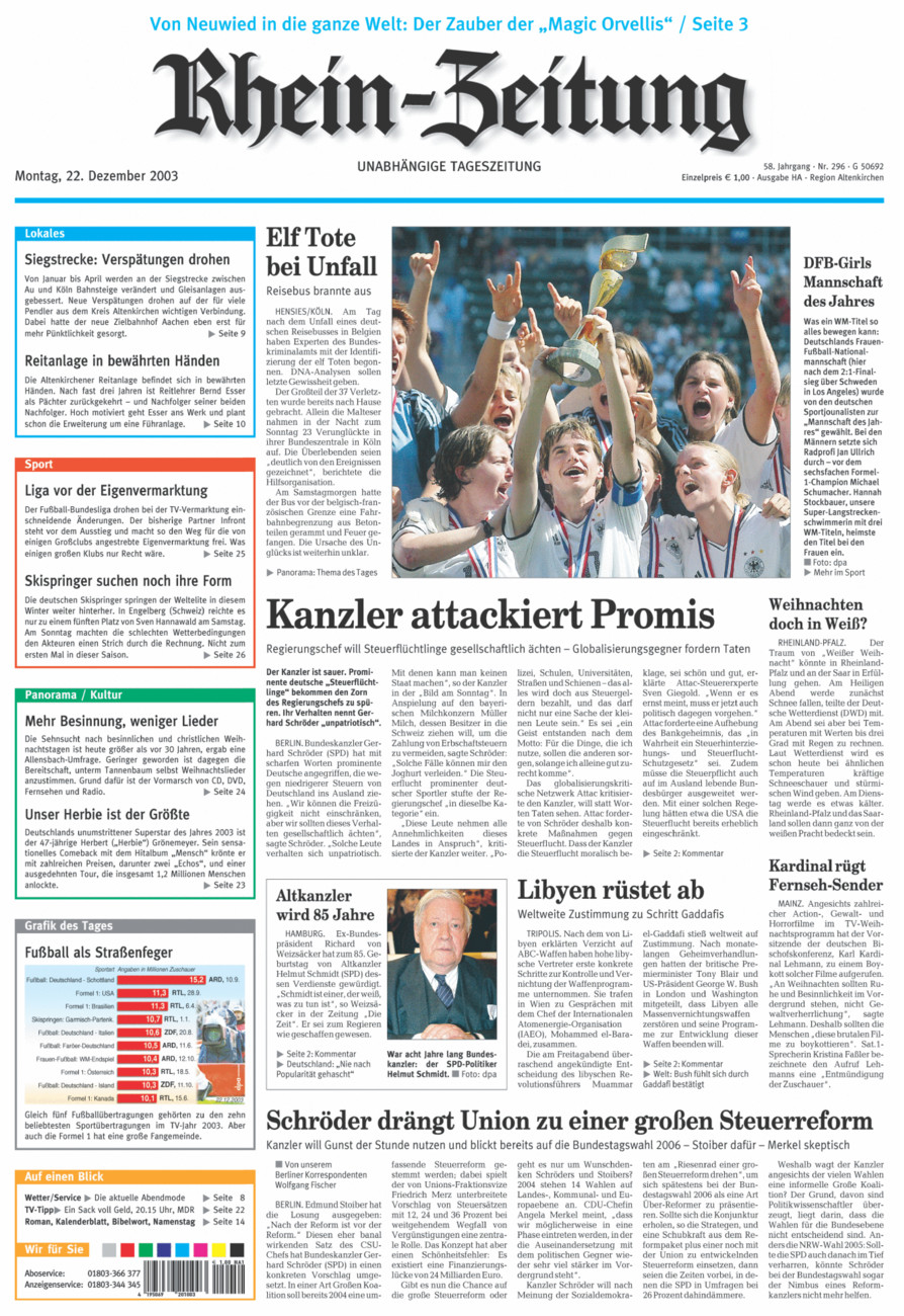 Rhein-Zeitung Kreis Altenkirchen vom Montag, 22.12.2003