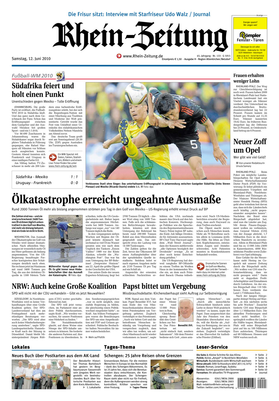 Rhein-Zeitung Kreis Altenkirchen vom Samstag, 12.06.2010